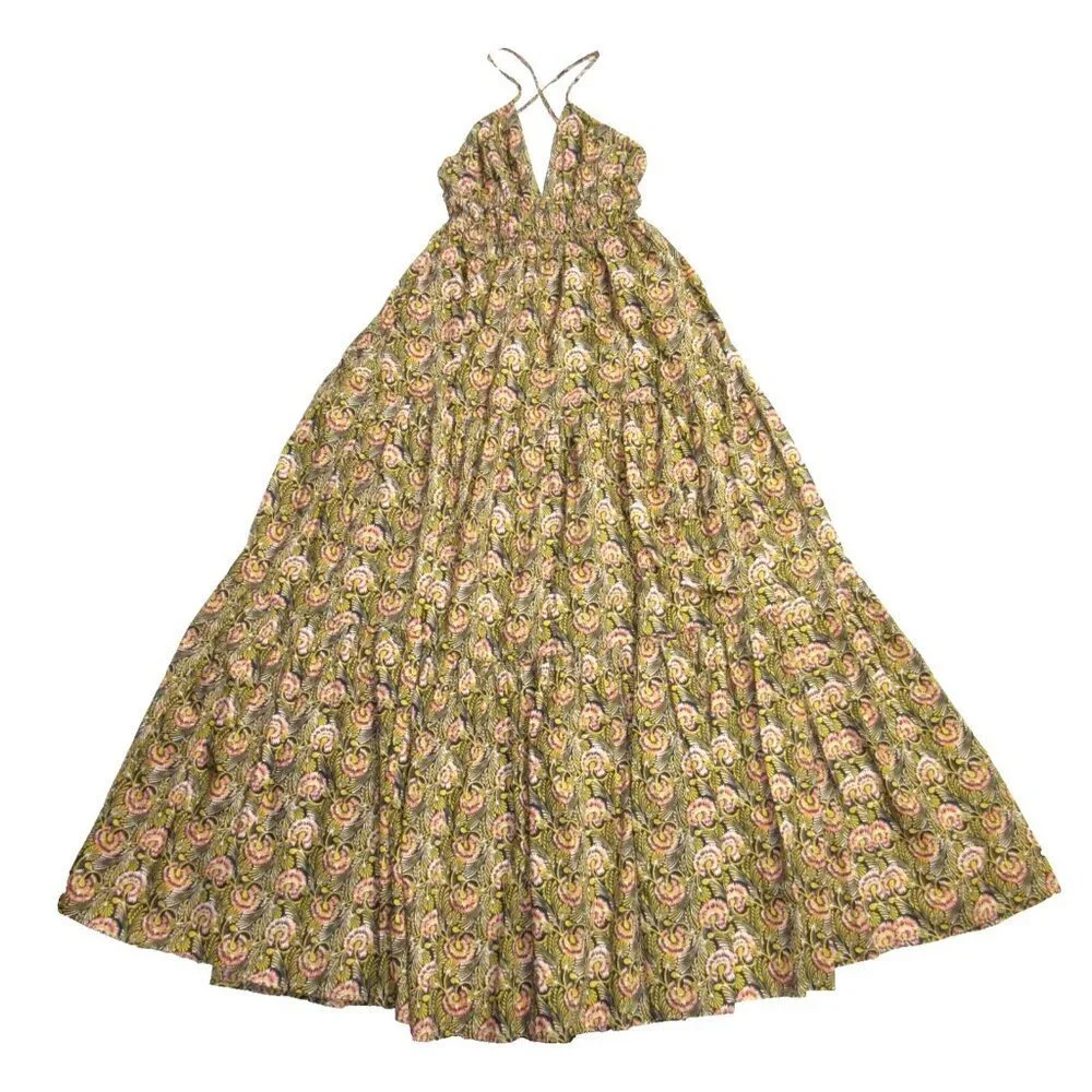 NWT J.Crew Collection Oahu V-neck Tiered Maxi in Dandelion Swirl Tank Dress XS
